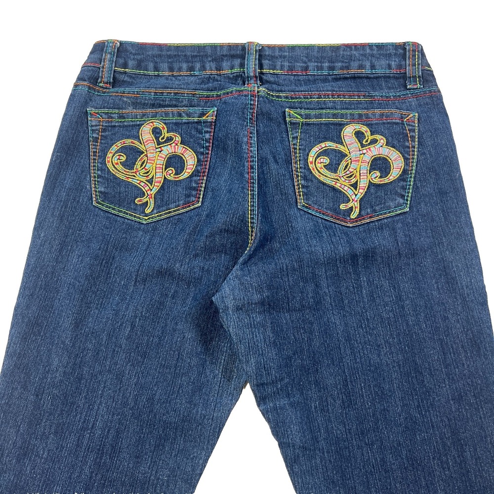 Vintage Y2K Southpole Jeans Women 11 Embroidered Pocket Skinny Low Rise Denim